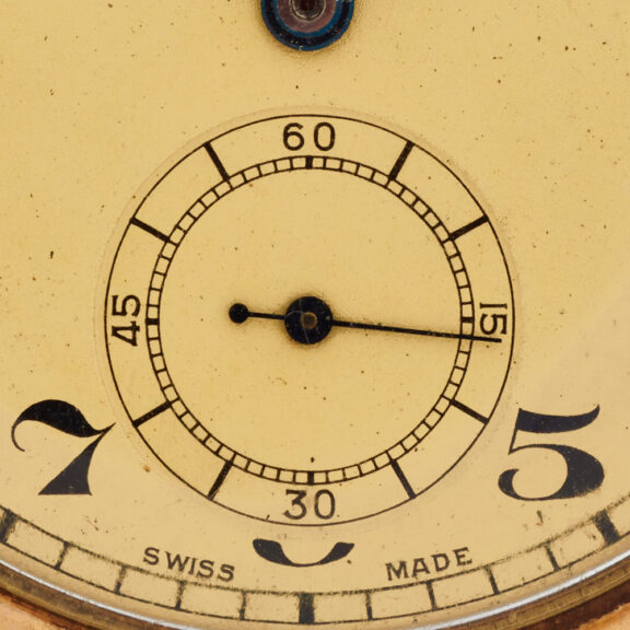 Swiss 14 carat pink gold open faced keyless watch Circa 1947 Swiss 14 carat pink gold open faced keyless watch Circa 1947