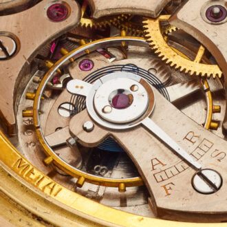 Swiss 14 carat pink gold open faced keyless watch Circa 1947