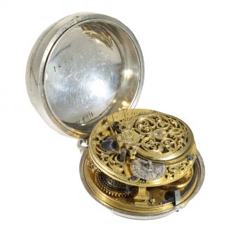 English early silver pair cased verge pocket watch Circa 1740 English early silver pair cased verge pocket watch Circa 1740