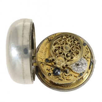 English early silver pair cased verge pocket watch Circa 1740 English early silver pair cased verge pocket watch Circa 1740