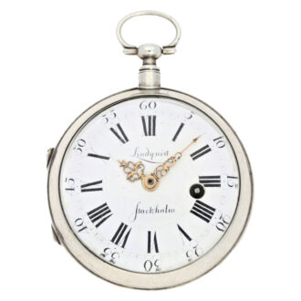 A Swedish silver verge with big cage and ruby endstone Circa 1760