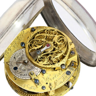 A Swedish silver verge with big cage and ruby endstone Circa 1760