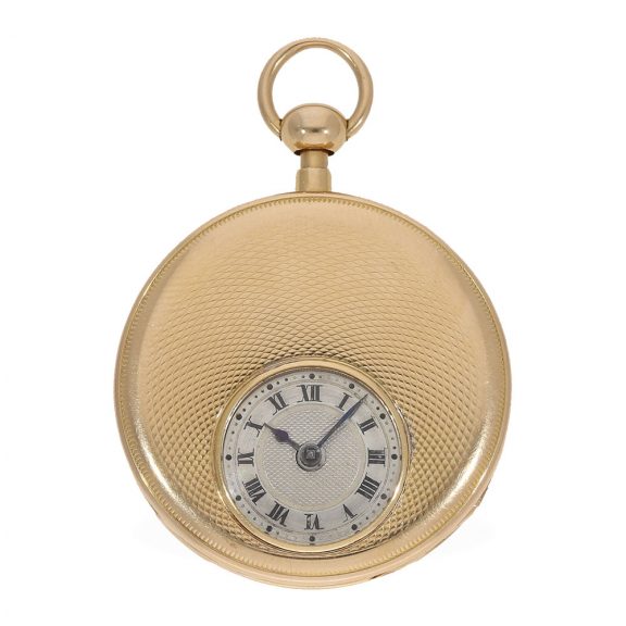 French 18 carat gold pocket watch with off center dial Circa 1820