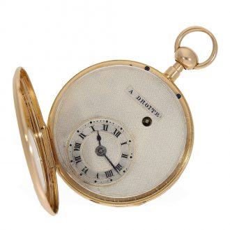 French 18 carat gold pocket watch with off center dial Circa 1820