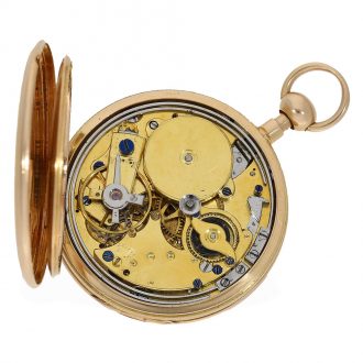 French 18 carat gold pocket watch with off center dial Circa 1820