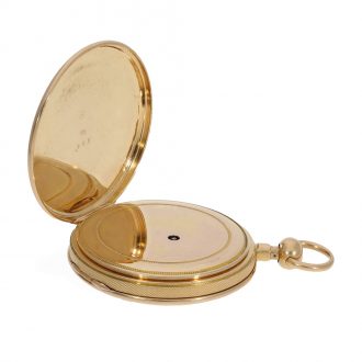 French 18 carat gold pocket watch with off center dial Circa 1820