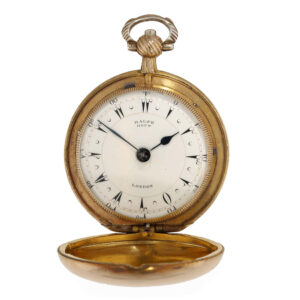English gilt unusual full hunter cased verge watch Circa 1800