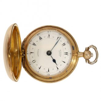 English gilt unusual full hunter cased verge watch Circa 1800