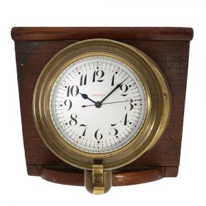Swiss wood and brass deck chronometer with center seconds Circa 1910
