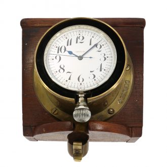 Swiss wood and brass deck chronometer with center seconds Circa 1910 Swiss wood and brass deck chronometer with center seconds Circa 1910