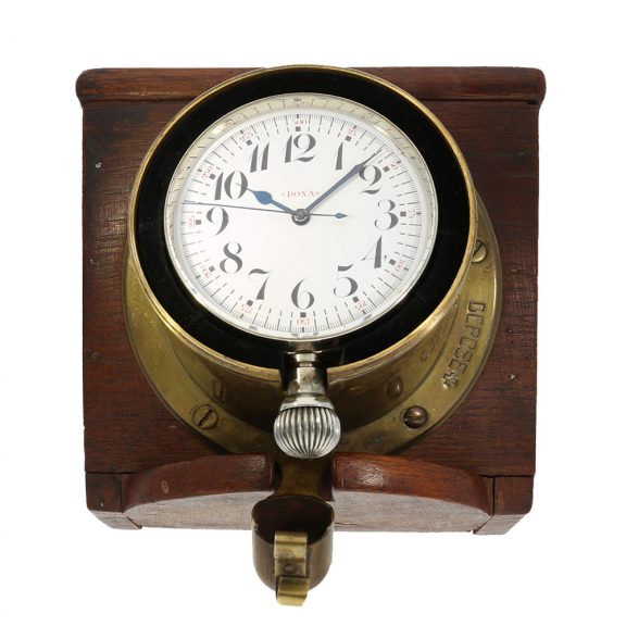 Swiss wood and brass deck chronometer with center seconds Circa 1910 Swiss wood and brass deck chronometer with center seconds Circa 1910