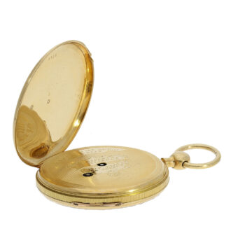 This watch has a case which is magnificently chased with an engraved back and dust cover