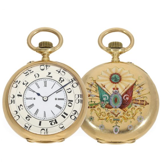 Gold enamel pocket watch with coat of arms of the House of Osman Circa 1890