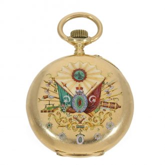 Gold enamel pocket watch with coat of arms of the House of Osman Circa 1890