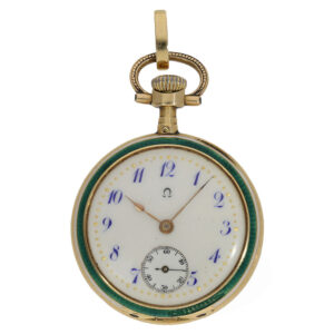 Swiss 18 carat gold and enamel lever pendant watch Circa 1910