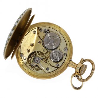 Swiss 18 carat gold and enamel lever pendant watch Circa 1910