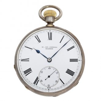A Swiss silver à goutte pocket watch with very early crown winding Circa 1868