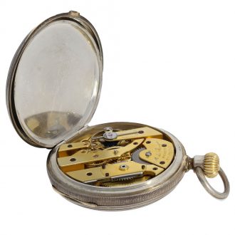 A Swiss silver à goutte pocket watch with very early crown winding Circa 1868