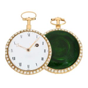 French gold verge pocket watch with pearls Circa 1800