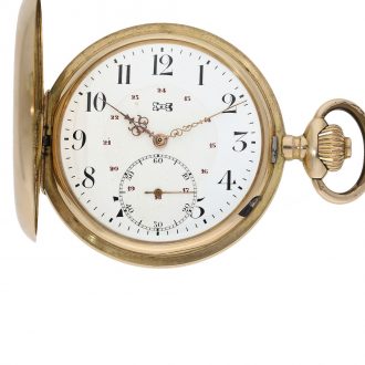 Swiss heavy 14 Carat pink gold full hunter cased watch Circa 1900