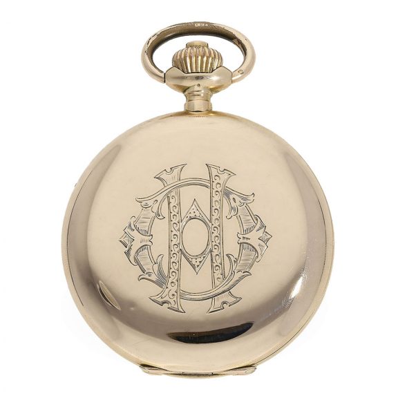 Swiss heavy 14 Carat pink gold full hunter cased watch Circa 1900 Swiss heavy 14 Carat pink gold full hunter cased watch Circa 1900