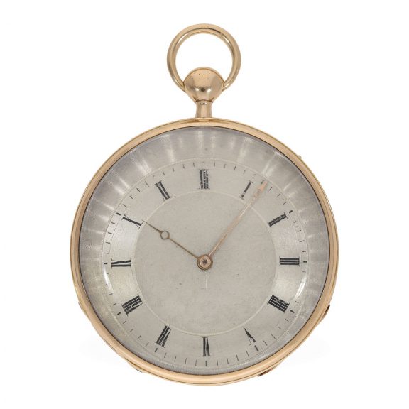 Very fine 18 carat gold large pocket watch with a decentralized dial Circa 1820
