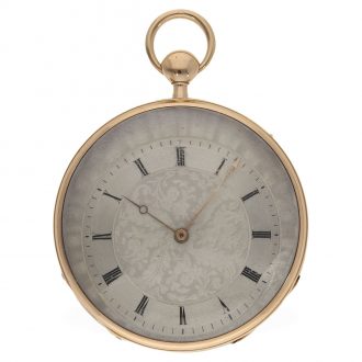 Very fine 18 carat gold large pocket watch with a decentralized dial Circa 1820