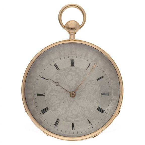 Very fine 18 carat gold large pocket watch with a decentralized dial Circa 1820 Very fine 18 carat gold large pocket watch with a decentralized dial Circa 1820