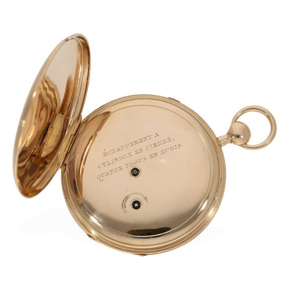 Very fine 18 carat gold large pocket watch with a decentralized dial Circa 1820 Very fine 18 carat gold large pocket watch with a decentralized dial Circa 1820