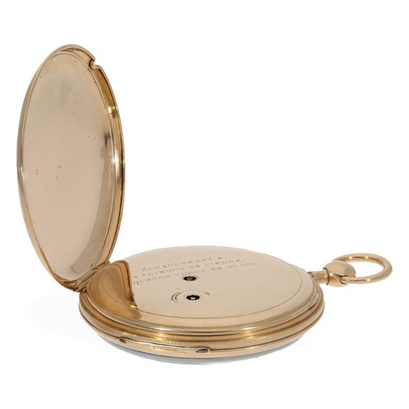 Very fine 18 carat gold large pocket watch with a decentralized dial Circa 1820 Very fine 18 carat gold large pocket watch with a decentralized dial Circa 1820