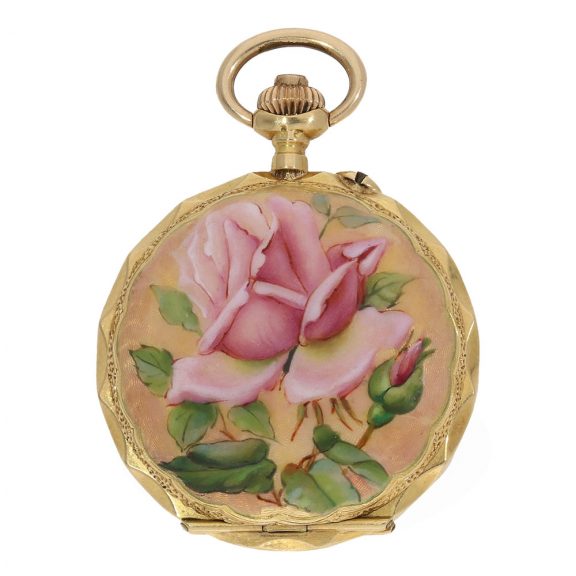18 Carat gold and enamel watch for the Chinese market Circa 1900 18 Carat gold and enamel watch for the Chinese market Circa 1900