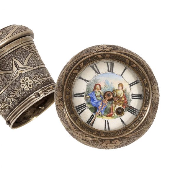 French silver walking stick head with integrated verge watch Circa 1780 French silver walking stick head with integrated verge watch Circa 1780