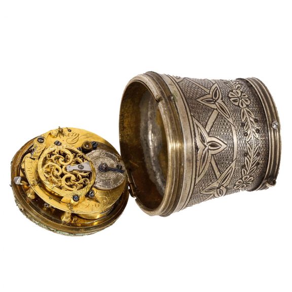 French silver walking stick head with integrated verge watch Circa 1780 French silver walking stick head with integrated verge watch Circa 1780