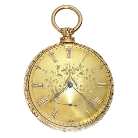 Swiss 18 carat gold open faced lever pocket watch Circa 1840