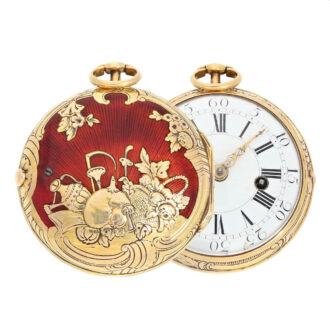 French 20K gold verge with dark red enamel Circa 1770
