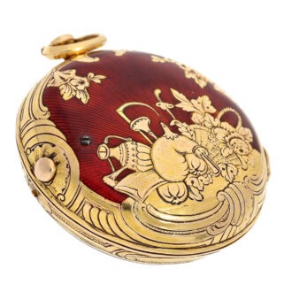 French 20K gold verge with dark red enamel Circa 1770