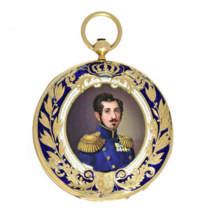 French 18 Carat gold and enamel cylinder watch Circa 1845
