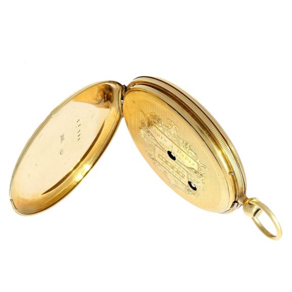 French 18 Carat gold and enamel cylinder watch Circa 1845 French 18 Carat gold and enamel cylinder watch Circa 1845