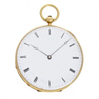 French 18 Carat gold and enamel cylinder watch Circa 1845