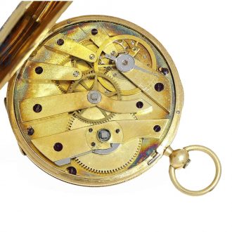 French 18 Carat gold and enamel cylinder watch Circa 1845
