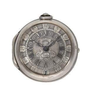 Early English pocket watch with verge escapement and Egyptian pillars Circa 1700