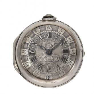 Early English pocket watch with verge escapement and Egyptian pillars Circa 1700