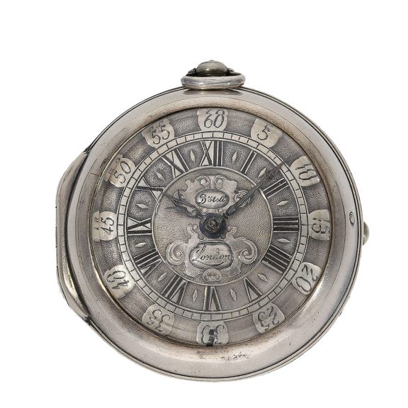 Early English pocket watch with verge escapement and Egyptian pillars Circa 1700