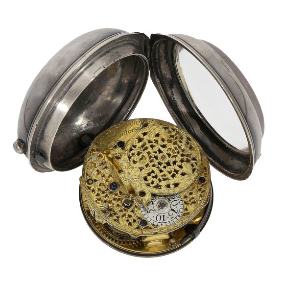 Early English pocket watch with verge escapement and Egyptian pillars Circa 1700 Early English pocket watch with verge escapement and Egyptian pillars Circa 1700
