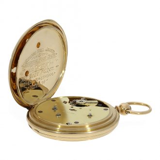 Technically interesting English gold full hunter cased watch Circa 1873