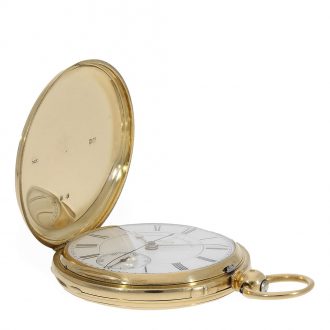Technically interesting English gold full hunter cased watch Circa 1873