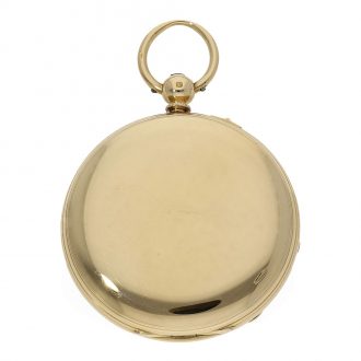 Technically interesting English gold full hunter cased watch Circa 1873