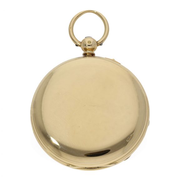 Technically interesting English gold full hunter cased watch Circa 1873 Technically interesting English gold full hunter cased watch Circa 1873