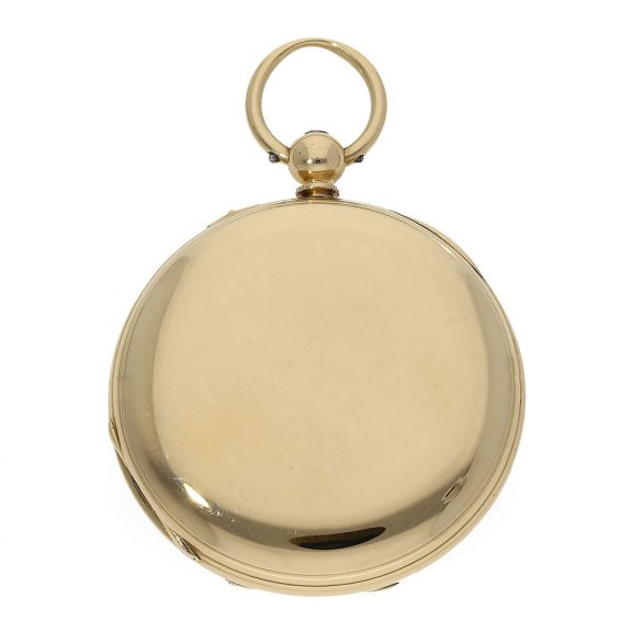 Technically interesting English gold full hunter cased watch Circa 1873 Technically interesting English gold full hunter cased watch Circa 1873