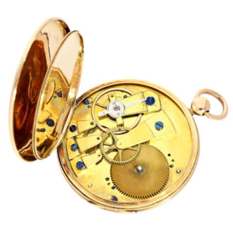 A French gold open face cylinder pocket watch Circa 1820 A French gold open face cylinder pocket watch Circa 1820